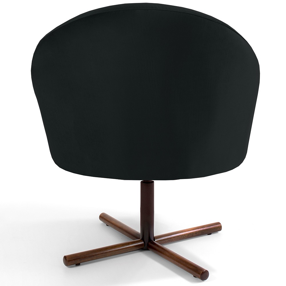 Kit 02 Poltronas Decorativas Giratória Base X Rafa D02 Veludo Preto B-300 - Lyam Decor
