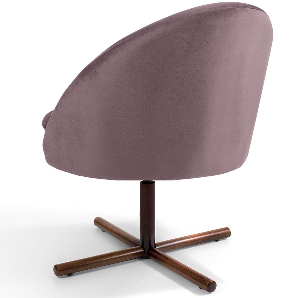 Kit 02 Poltronas Decorativas Giratória Base X Rafa D02 Veludo Rosê B-305 - Lyam Decor