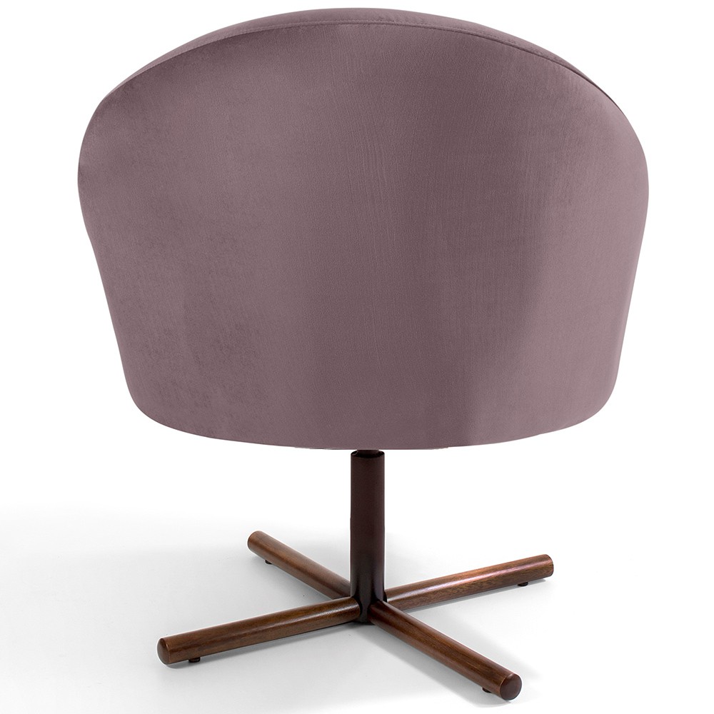 Kit 02 Poltronas Decorativas Giratória Base X Rafa D02 Veludo Rosê B-305 - Lyam Decor
