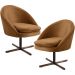Kit 02 Poltronas Decorativas Giratória Base X Rafa D02 Veludo Telha B-262 - Lyam Decor