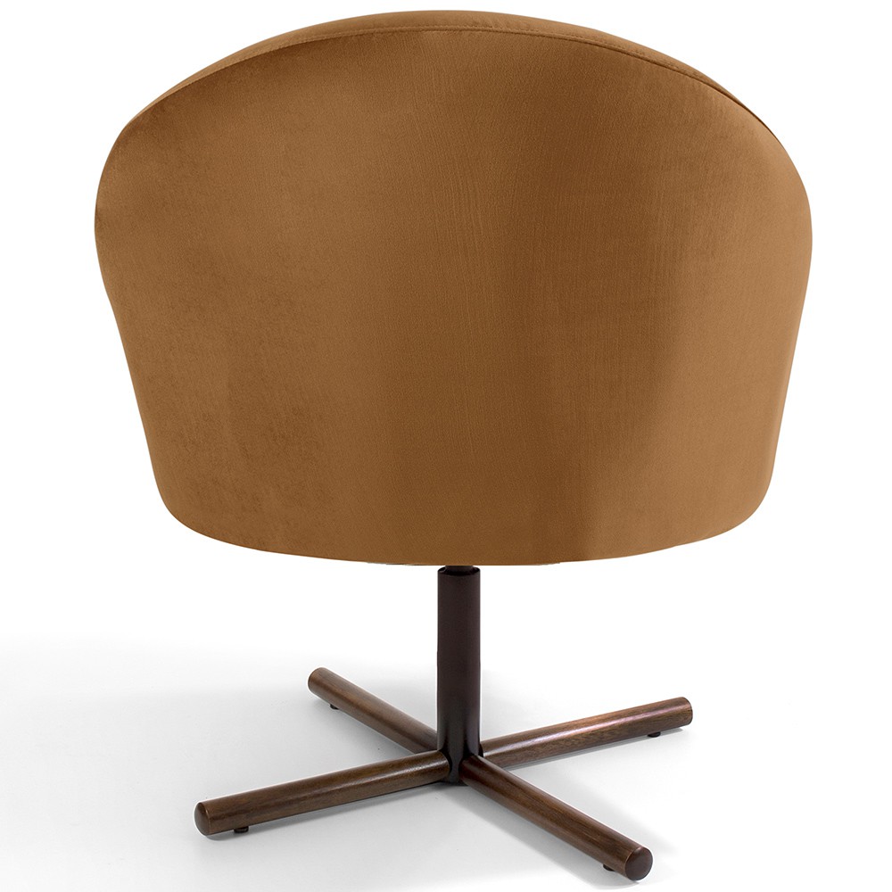 Kit 02 Poltronas Decorativas Giratória Base X Rafa D02 Veludo Telha B-262 - Lyam Decor