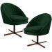 Kit 02 Poltronas Decorativas Giratória Base X Rafa D02 Veludo Verde B-303 - Lyam Decor