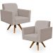 Kit 02 Poltronas Decorativas Giratória Madeira Sala Estar Helô L02 Linho Bege - Lyam Decor