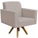 Kit 02 Poltronas Decorativas Giratória Madeira Sala Estar Helô L02 Linho Bege - Lyam Decor