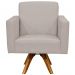 Kit 02 Poltronas Decorativas Giratória Madeira Sala Estar Helô L02 Linho Bege - Lyam Decor