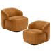 Kit 02 Poltronas Decorativas Giratória Orgânica Sala Living Barolo L06 Couríssimo Whisky - Lyam Decor