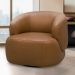 Kit 02 Poltronas Decorativas Giratória Orgânica Sala Living Begur L06 Couro Caramelo - Lyam Decor