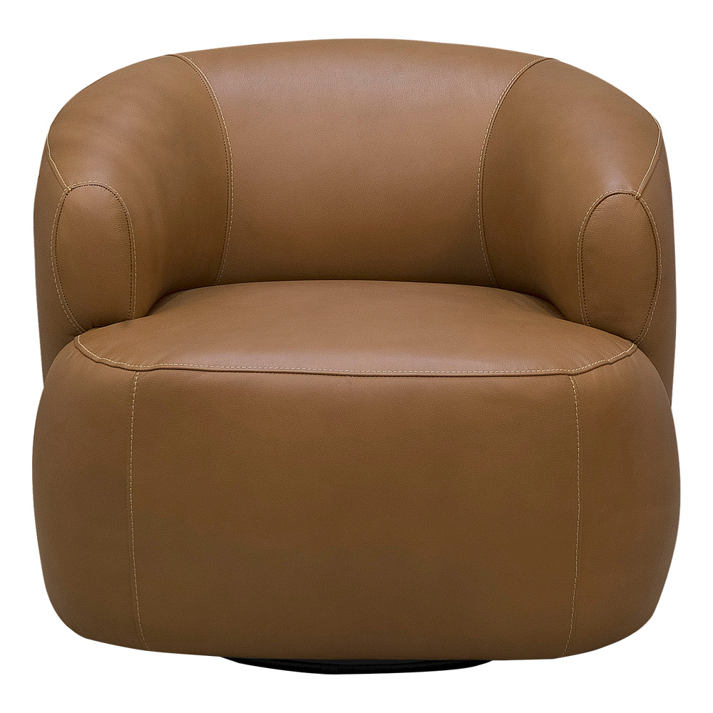 Kit 02 Poltronas Decorativas Giratória Orgânica Sala Living Begur L06 Couro Caramelo - Lyam Decor