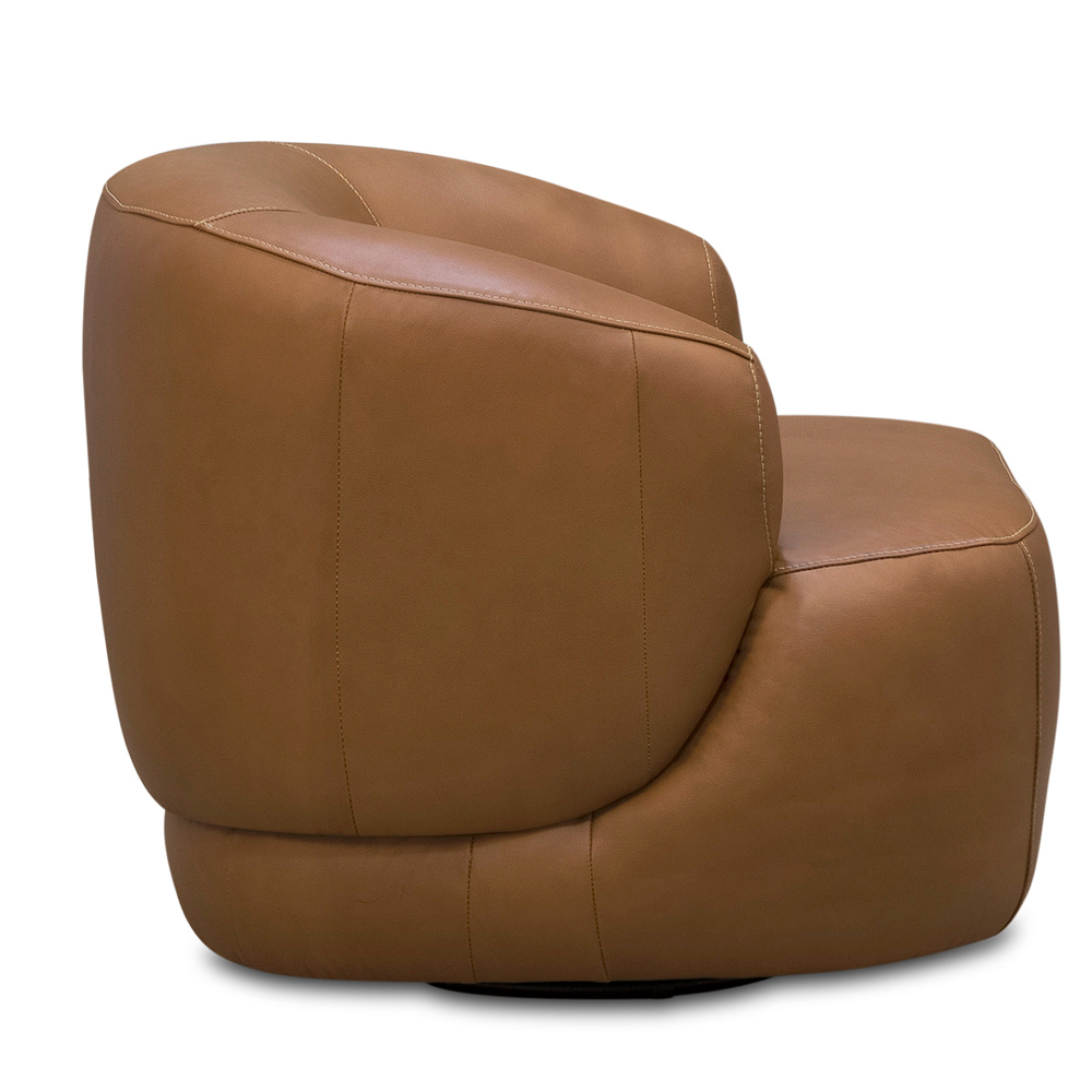 Kit 02 Poltronas Decorativas Giratória Orgânica Sala Living Begur L06 Couro Caramelo - Lyam Decor