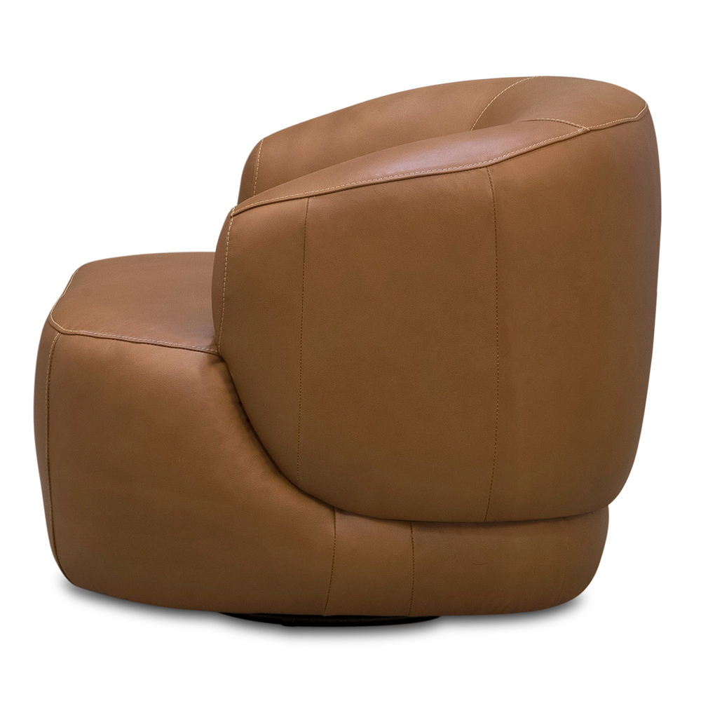 Kit 02 Poltronas Decorativas Giratória Orgânica Sala Living Begur L06 Couro Caramelo - Lyam Decor