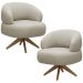 Kit 02 Poltronas Decorativas Giratória Orgânica Sala Living Zadok L06 Couro Cinza Claro - Lyam Decor