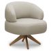 Kit 02 Poltronas Decorativas Giratória Orgânica Sala Living Zadok L06 Couro Cinza Claro - Lyam Decor