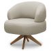 Kit 02 Poltronas Decorativas Giratória Orgânica Sala Living Zadok L06 Couro Cinza Claro - Lyam Decor