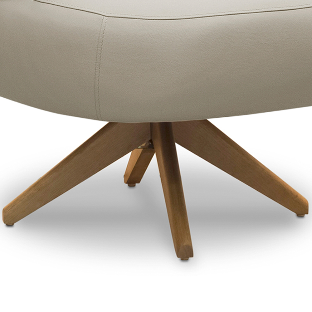 Kit 02 Poltronas Decorativas Giratória Orgânica Sala Living Zadok L06 Couro Cinza Claro - Lyam Decor