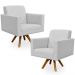 Kit 02 Poltronas Decorativas Giratória Para Sala Estar Base de Madeira Helô L02 Linho Cinza - Lyam Decor