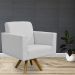 Kit 02 Poltronas Decorativas Giratória Para Sala Estar Base de Madeira Helô L02 Linho Cinza - Lyam Decor