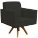 Kit 02 Poltronas Decorativas Giratória Para Sala de Estar Base de Madeira Helô L02 Suede Preto - Lyam Decor
