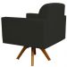 Kit 02 Poltronas Decorativas Giratória Para Sala de Estar Base de Madeira Helô L02 Suede Preto - Lyam Decor