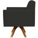 Kit 02 Poltronas Decorativas Giratória Para Sala de Estar Base de Madeira Helô L02 Suede Preto - Lyam Decor