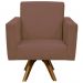Kit 02 Poltronas Decorativas Giratória Para Sala de Estar Base de Madeira Helô L02 Suede Rosê - Lyam Decor
