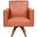 Kit 02 Poltronas Decorativas Giratória Sala Base de Madeira Helô L02 Couríssimo Camel - Lyam Decor