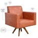 Kit 02 Poltronas Decorativas Giratória Sala Base de Madeira Helô L02 Couríssimo Camel - Lyam Decor