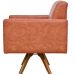 Kit 02 Poltronas Decorativas Giratória Sala Base de Madeira Helô L02 Couríssimo Camel - Lyam Decor