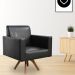 Kit 02 Poltronas Decorativas Giratória Sala Base de Madeira Helô L02 Couríssimo Preto - Lyam Decor