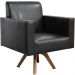 Kit 02 Poltronas Decorativas Giratória Sala Base de Madeira Helô L02 Couríssimo Preto - Lyam Decor