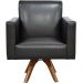 Kit 02 Poltronas Decorativas Giratória Sala Base de Madeira Helô L02 Couríssimo Preto - Lyam Decor