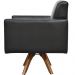 Kit 02 Poltronas Decorativas Giratória Sala Base de Madeira Helô L02 Couríssimo Preto - Lyam Decor