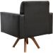 Kit 02 Poltronas Decorativas Giratória Sala Base de Madeira Helô L02 Couríssimo Preto - Lyam Decor