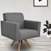 Kit 02 Poltronas Decorativas Giratória Sala Estar Base Madeira Helô L02 Linho Chumbo  - Lyam Decor