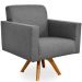 Kit 02 Poltronas Decorativas Giratória Sala Estar Base Madeira Helô L02 Linho Chumbo  - Lyam Decor