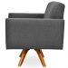 Kit 02 Poltronas Decorativas Giratória Sala Estar Base Madeira Helô L02 Linho Chumbo  - Lyam Decor