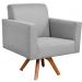 Kit 02 Poltronas Decorativas Giratória Sala Estar Base Madeira Helô L02 Linho Cinza Escuro - Lyam Decor