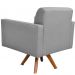 Kit 02 Poltronas Decorativas Giratória Sala Estar Base Madeira Helô L02 Linho Cinza Escuro - Lyam Decor