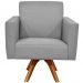 Kit 02 Poltronas Decorativas Giratória Sala Estar Base Madeira Helô L02 Linho Cinza Escuro - Lyam Decor