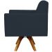 Kit 02 Poltronas Decorativas Giratória Sala de Estar Base de Madeira Helô L02 Suede Azul Marinho - Lyam Decor