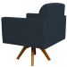Kit 02 Poltronas Decorativas Giratória Sala de Estar Base de Madeira Helô L02 Suede Azul Marinho - Lyam Decor