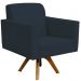 Kit 02 Poltronas Decorativas Giratória Sala de Estar Base de Madeira Helô L02 Suede Azul Marinho - Lyam Decor