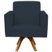 Kit 02 Poltronas Decorativas Giratória Sala de Estar Base de Madeira Helô L02 Suede Azul Marinho - Lyam Decor