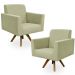 Kit 02 Poltronas Decorativas Giratória Sala de Estar Base de Madeira Helô L02 Suede Bege - Lyam Decor