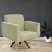 Kit 02 Poltronas Decorativas Giratória Sala de Estar Base de Madeira Helô L02 Suede Bege - Lyam Decor