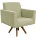 Kit 02 Poltronas Decorativas Giratória Sala de Estar Base de Madeira Helô L02 Suede Bege - Lyam Decor