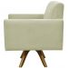 Kit 02 Poltronas Decorativas Giratória Sala de Estar Base de Madeira Helô L02 Suede Bege - Lyam Decor