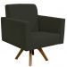 Kit 02 Poltronas Decorativas Giratória Sala de Estar Base de Madeira Helô L02 Suede Cinza - Lyam Decor