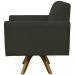 Kit 02 Poltronas Decorativas Giratória Sala de Estar Base de Madeira Helô L02 Suede Cinza - Lyam Decor