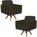 Kit 02 Poltronas Decorativas Giratória Sala de Estar Base de Madeira Helô L02 Suede Marrom - Lyam Decor