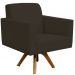 Kit 02 Poltronas Decorativas Giratória Sala de Estar Base de Madeira Helô L02 Suede Marrom - Lyam Decor